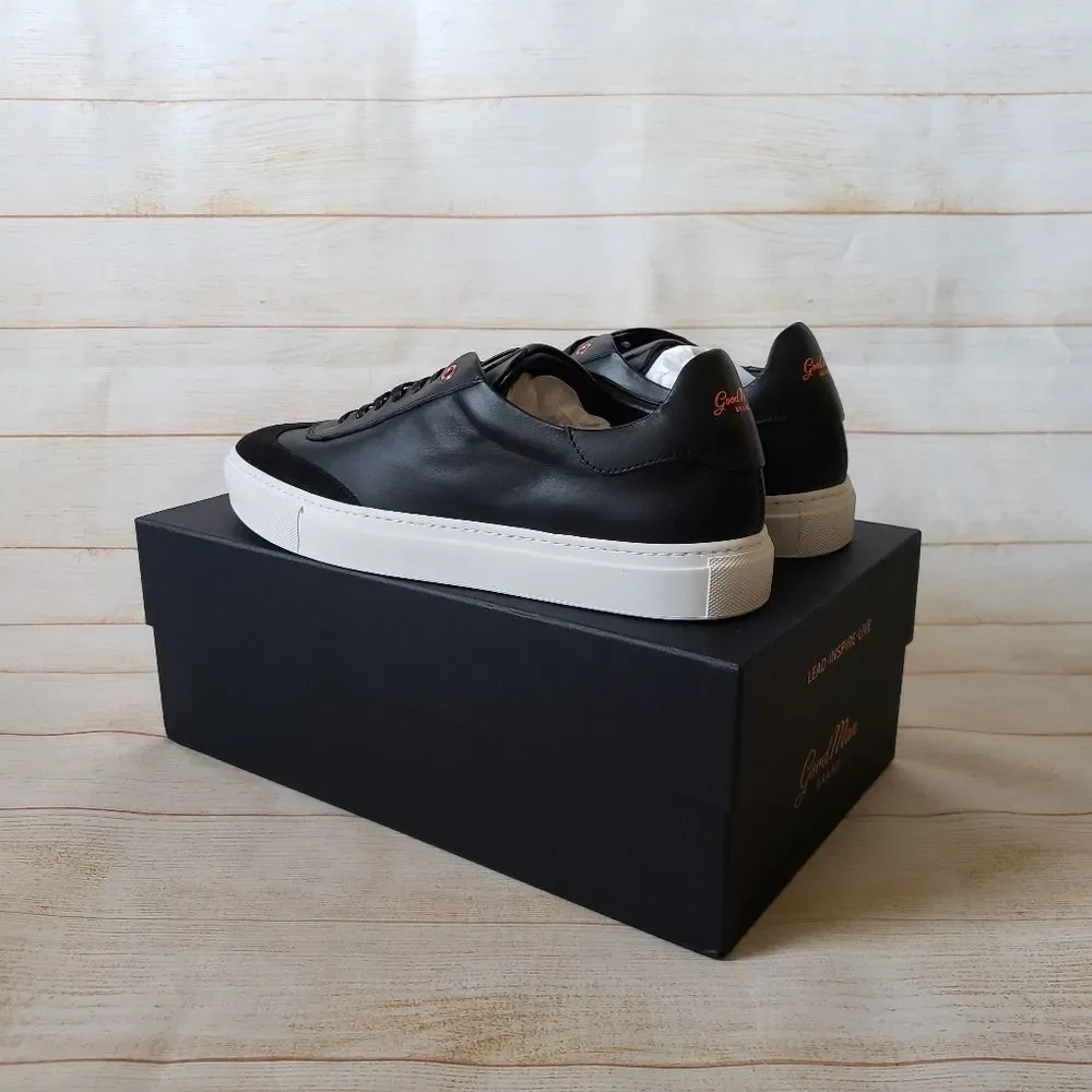 Good Man Brand Legend Court Nappa Italy Leather Suede Black Sneakers Size 10